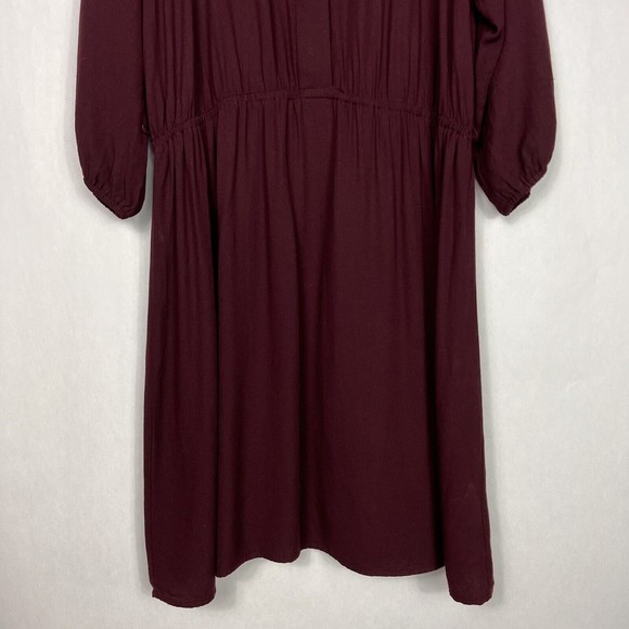 Mossimo Midi Shift Dress Womens Plus XXL Burgundy 3/4 Sleeve Button Up Pullover - Picture 6 of 14